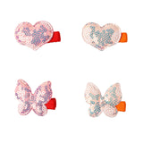 Girls Multicolor Casual Metal Charming Heart & Butterfly Shape Alligator Hair Clips - 4 Pcs