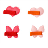 Girls Multicolor Casual Metal Charming Heart & Butterfly Shape Alligator Hair Clips - 4 Pcs