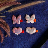 Girls Multicolor Casual Metal Charming Heart & Butterfly Shape Alligator Hair Clips - 4 Pcs