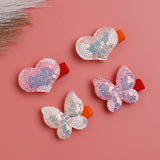 Girls Multicolor Casual Metal Charming Heart & Butterfly Shape Alligator Hair Clips - 4 Pcs
