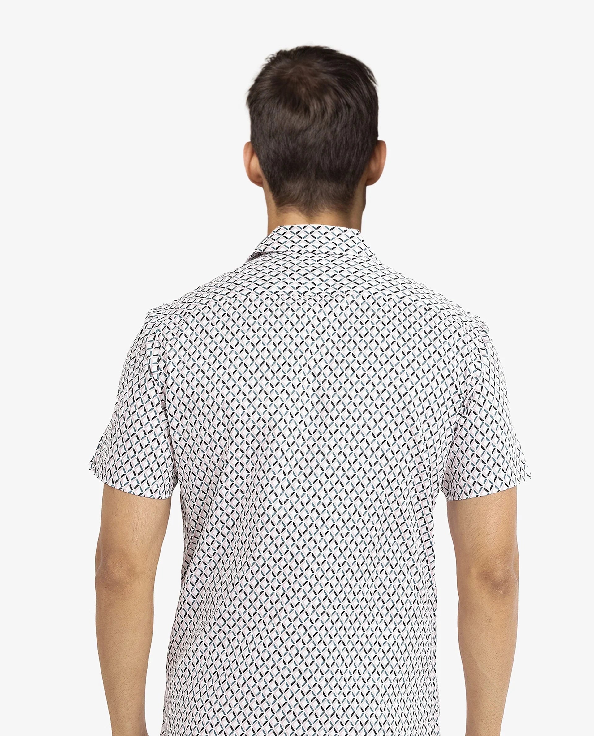 Men's White Casual Regular Fit Printed Half Sleeves Shirt