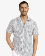 Men's White Casual Regular Fit Printed Half Sleeves Shirt