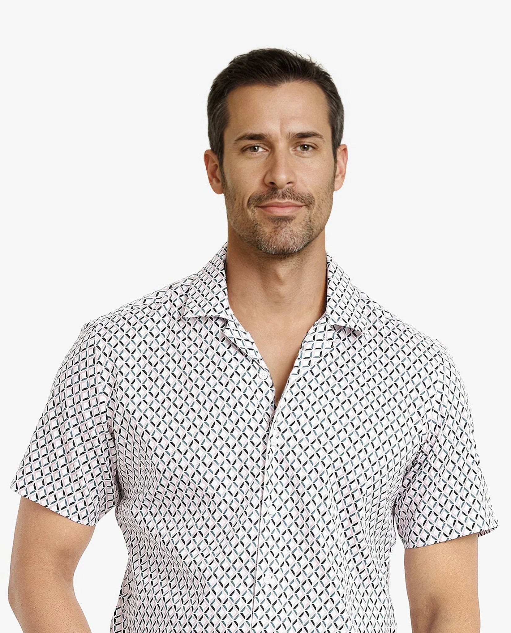 Men's White Casual Regular Fit Printed Half Sleeves Shirt