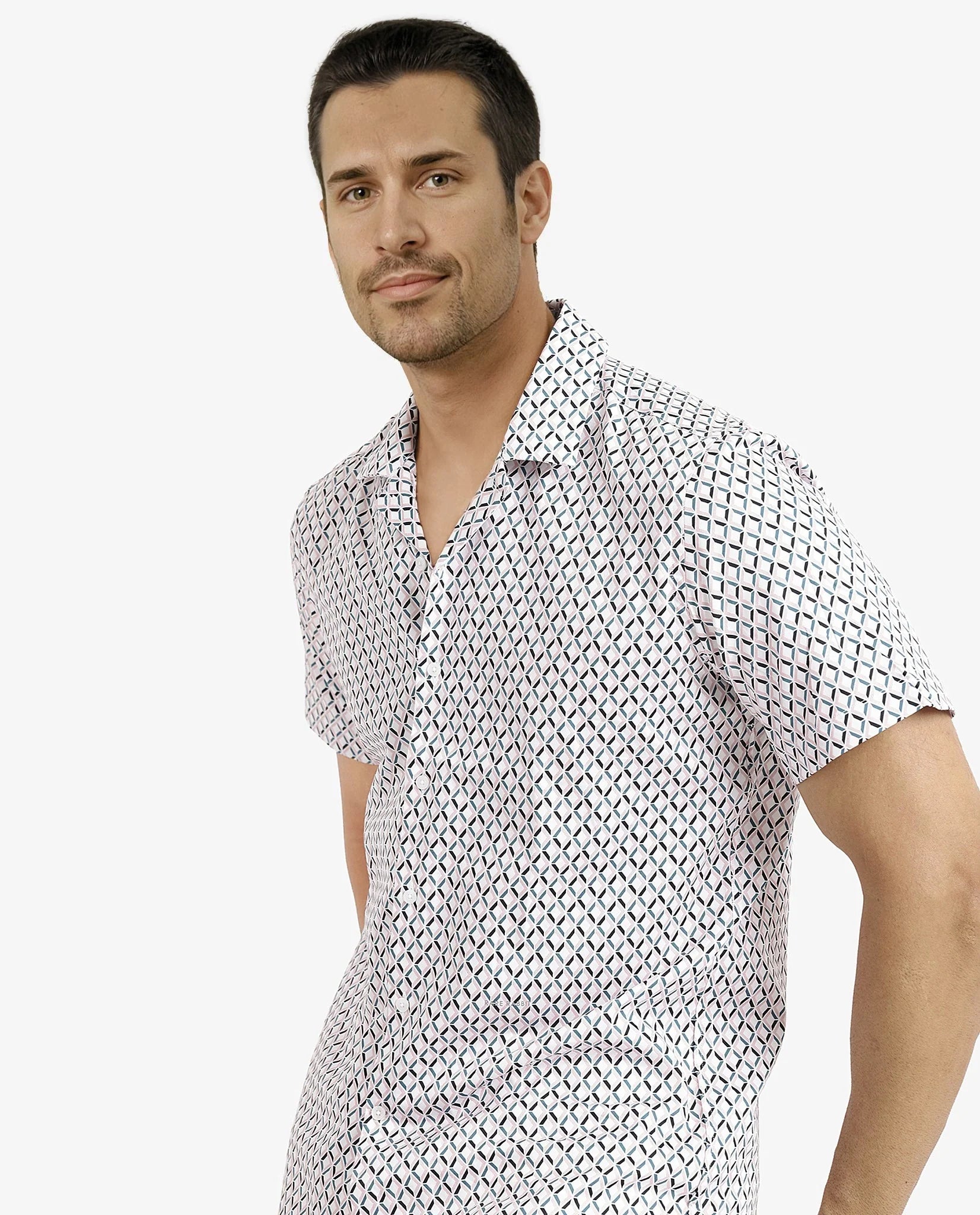 Men's White Casual Regular Fit Printed Half Sleeves Shirt