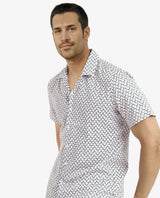Men's White Casual Regular Fit Printed Half Sleeves Shirt