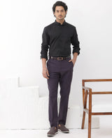 Men's Black Formal Regular Fit Solid Full Sleeves Shirt