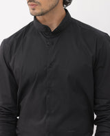 Men's Black Formal Regular Fit Solid Full Sleeves Shirt