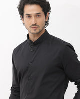 Men's Black Formal Regular Fit Solid Full Sleeves Shirt
