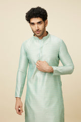 Men's Green Ethnic Relaxed Fit Embroidered Full Sleeves Kurta Set