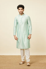Men's Green Ethnic Relaxed Fit Embroidered Full Sleeves Kurta Set