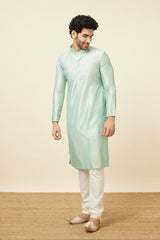 Men's Green Ethnic Relaxed Fit Embroidered Full Sleeves Kurta Set