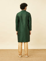 Men's Green Ethnic Relaxed Fit Embroidered Full Sleeves Kurta Set