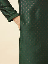 Men's Green Ethnic Relaxed Fit Embroidered Full Sleeves Kurta Set