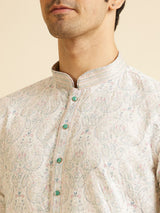 Men's Green Ethnic Relaxed Fit Printed Full Sleeves Kurta Set