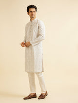 Men's Green Ethnic Relaxed Fit Printed Full Sleeves Kurta Set