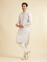 Men's Pink Ethnic Relaxed Fit Embroidered Full Sleeves Kurta Set
