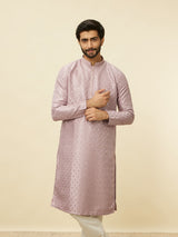 Men's Purple Ethnic Relaxed Fit Embroidered Full Sleeves Kurta Set