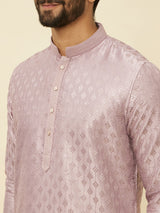 Men's Purple Ethnic Relaxed Fit Embroidered Full Sleeves Kurta Set