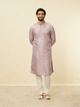 Men's Purple Ethnic Relaxed Fit Embroidered Full Sleeves Kurta Set
