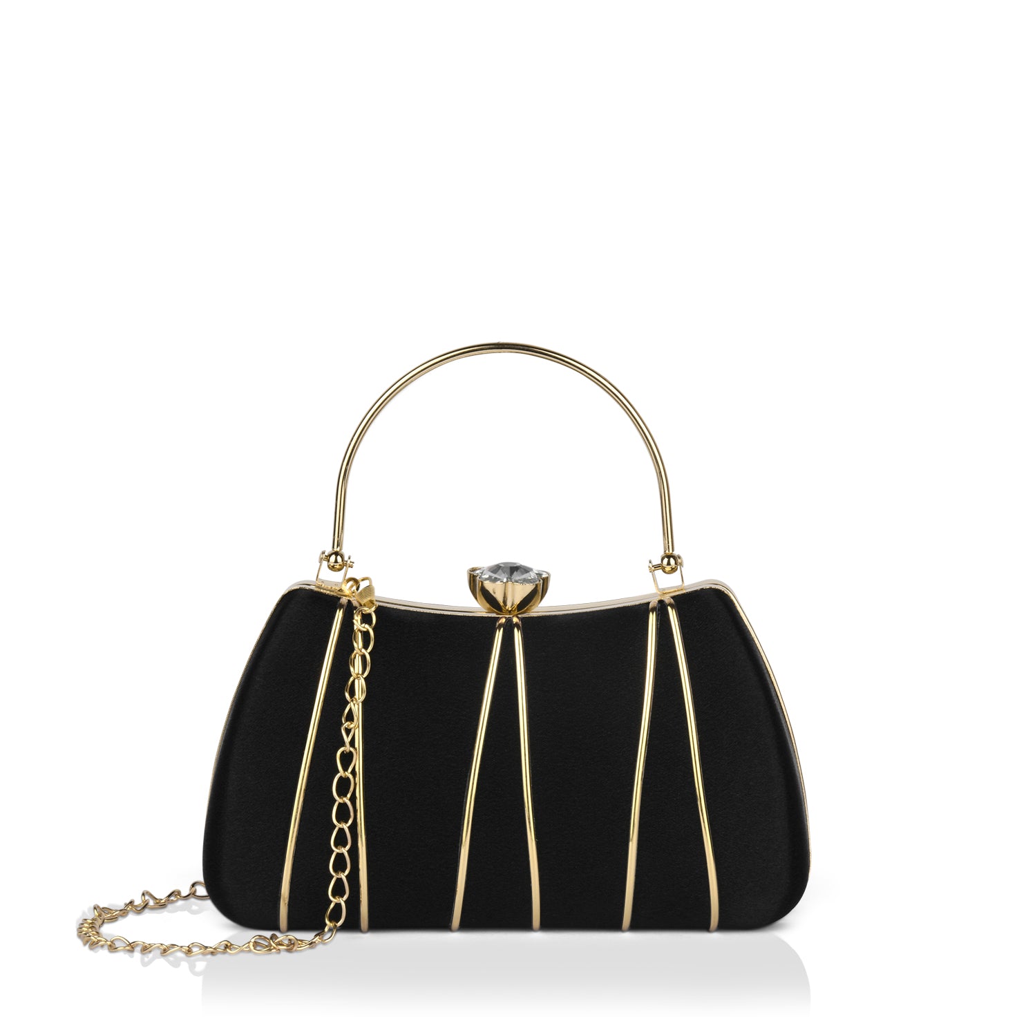 Women's Black Party Textured Clutch