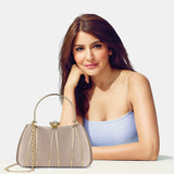 Women's Rose Gold Party Textured Clutch