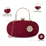 Women's Maroon Party Solid Clutch