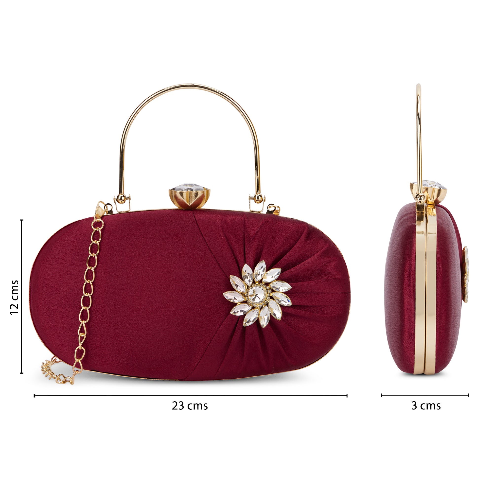 Women's Maroon Party Solid Clutch