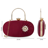 Women's Maroon Party Solid Clutch