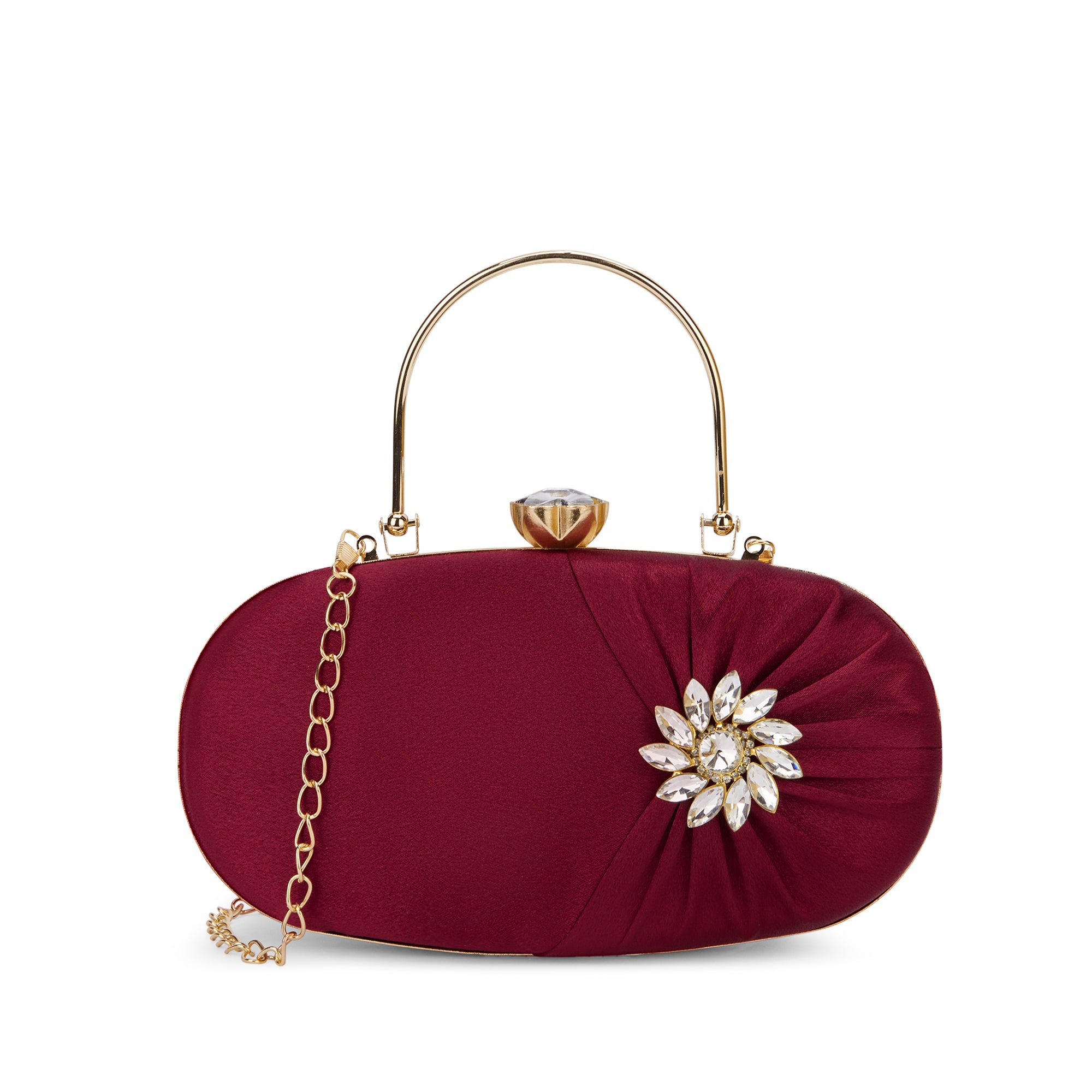 Women's Maroon Party Solid Clutch