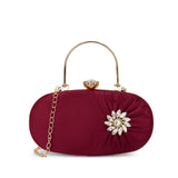 Women's Maroon Party Solid Clutch