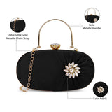 Women's Black Party Solid Clutch