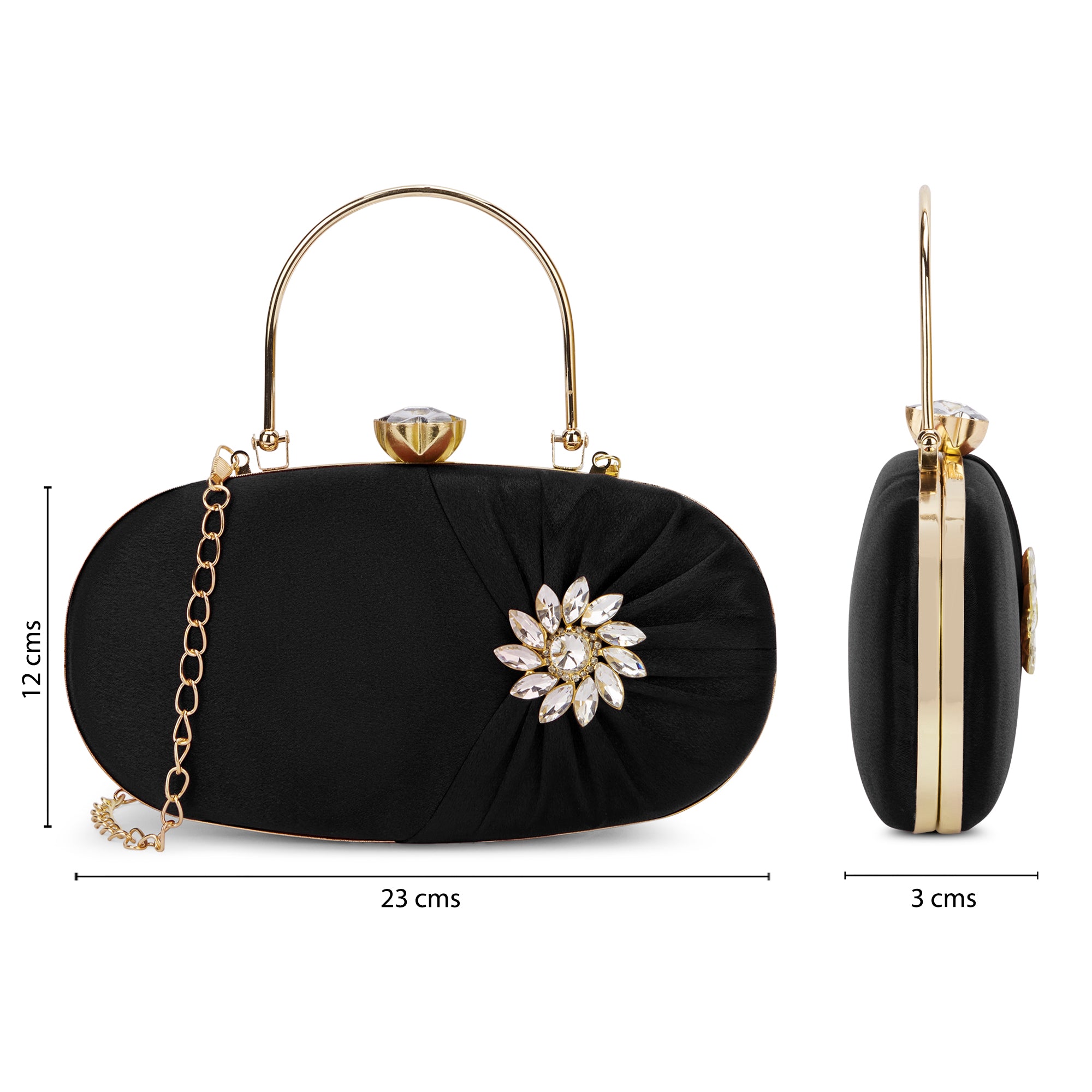 Women's Black Party Solid Clutch