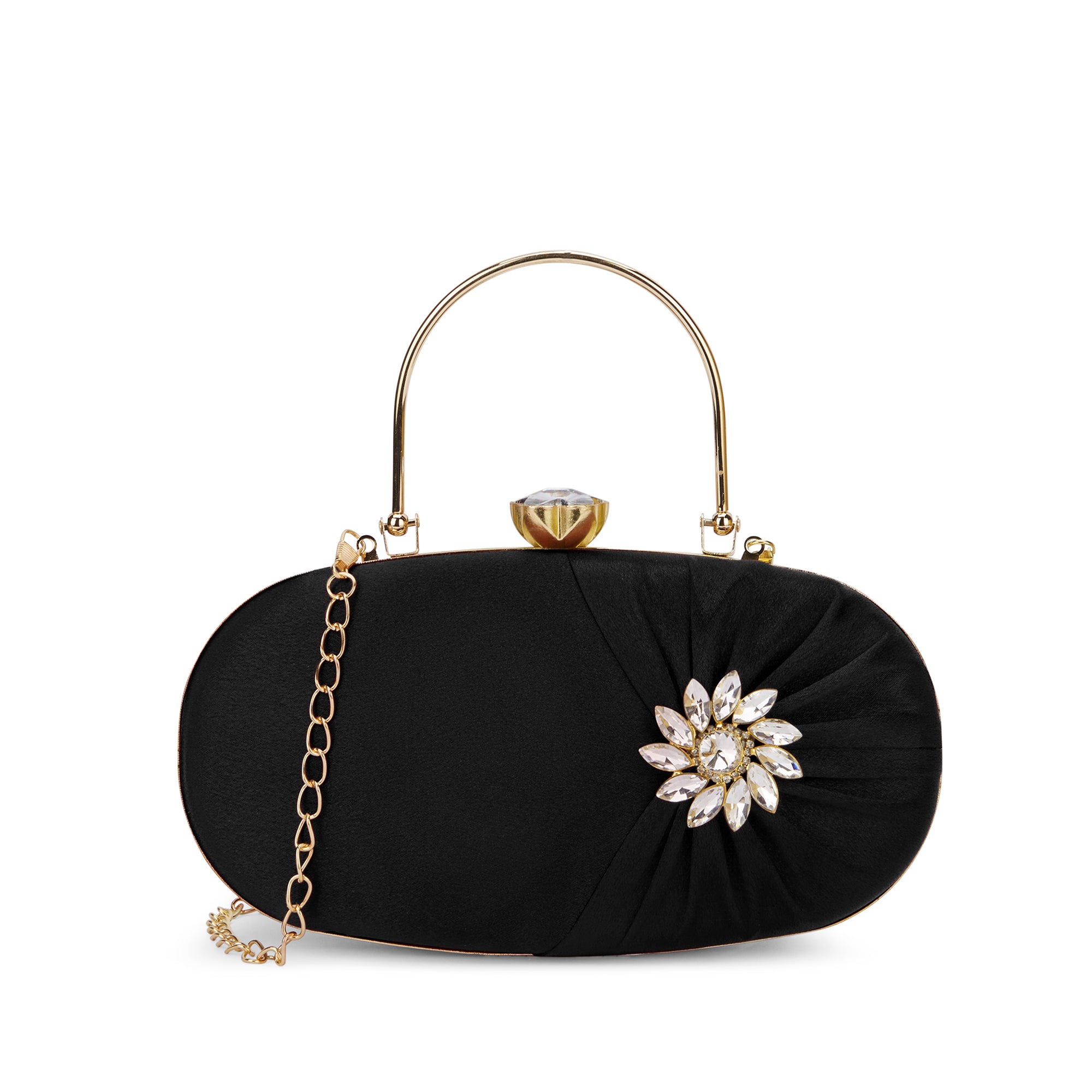 Women's Black Party Solid Clutch