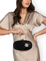 Women's Black Party Solid Clutch