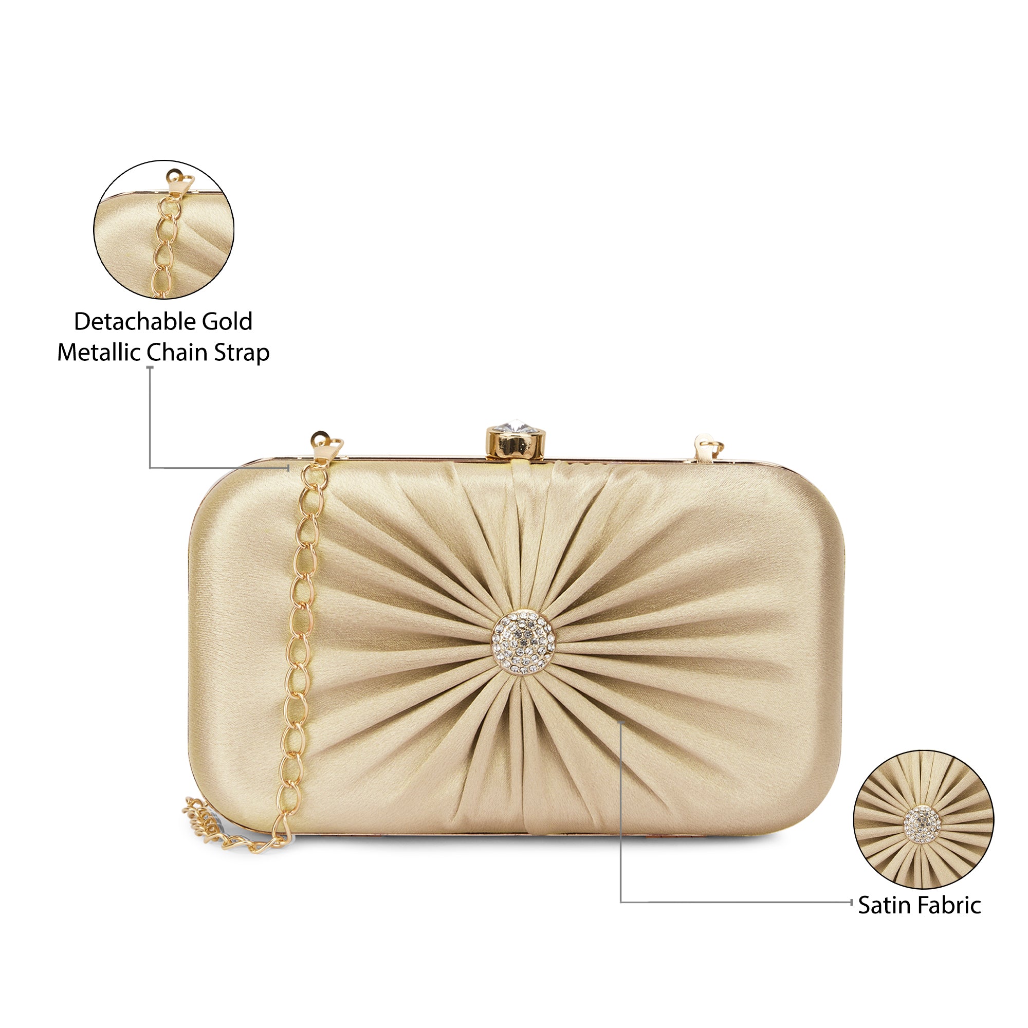 Women's Gold Party Solid Clutch