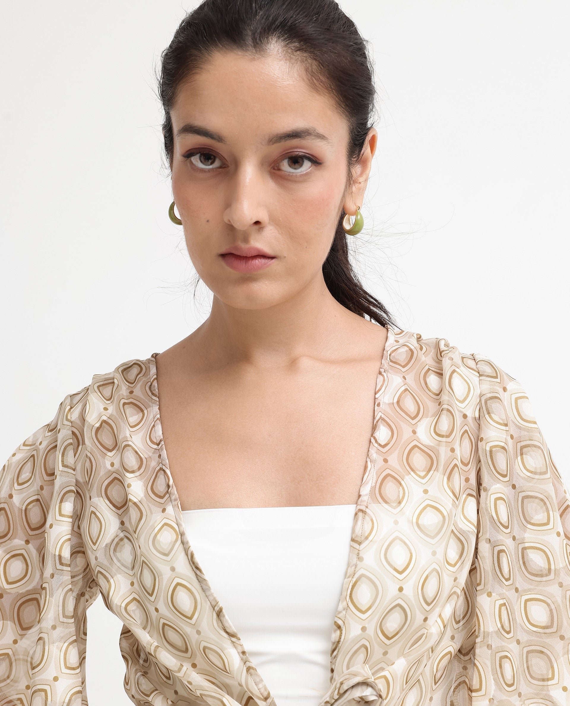 Women's Beige Casual Half Sleeves Top