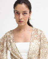 Women's Beige Casual Half Sleeves Top