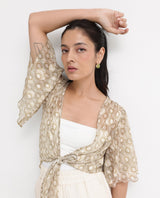 Women's Beige Casual Half Sleeves Top