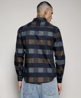Men's Grey & Olive Green Gun Club Check Shirt