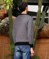 Men's Black & White Contrast Textured Knit Sweater