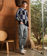 Men's Blue Block Check Pullover Sweater