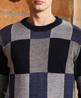Men's Blue Block Check Pullover Sweater