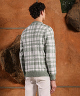 Men's Sage Green Tartan Plaid Pullover Sweater
