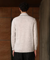 Men's Light Grey Herringbone Textured Pullover Sweater