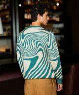 Men's Emerald Green & Saltbox Beige Fluid Pullover Sweater