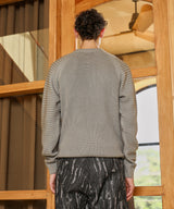 Men's Sage Green Self-Raglan Knit Pullover Sweater