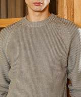 Men's Sage Green Self-Raglan Knit Pullover Sweater