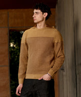 Men's Brown Textured Knit Pullover Sweater