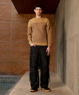 Men's Brown Textured Knit Pullover Sweater