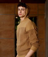 Men's Brown Textured Knit Pullover Sweater